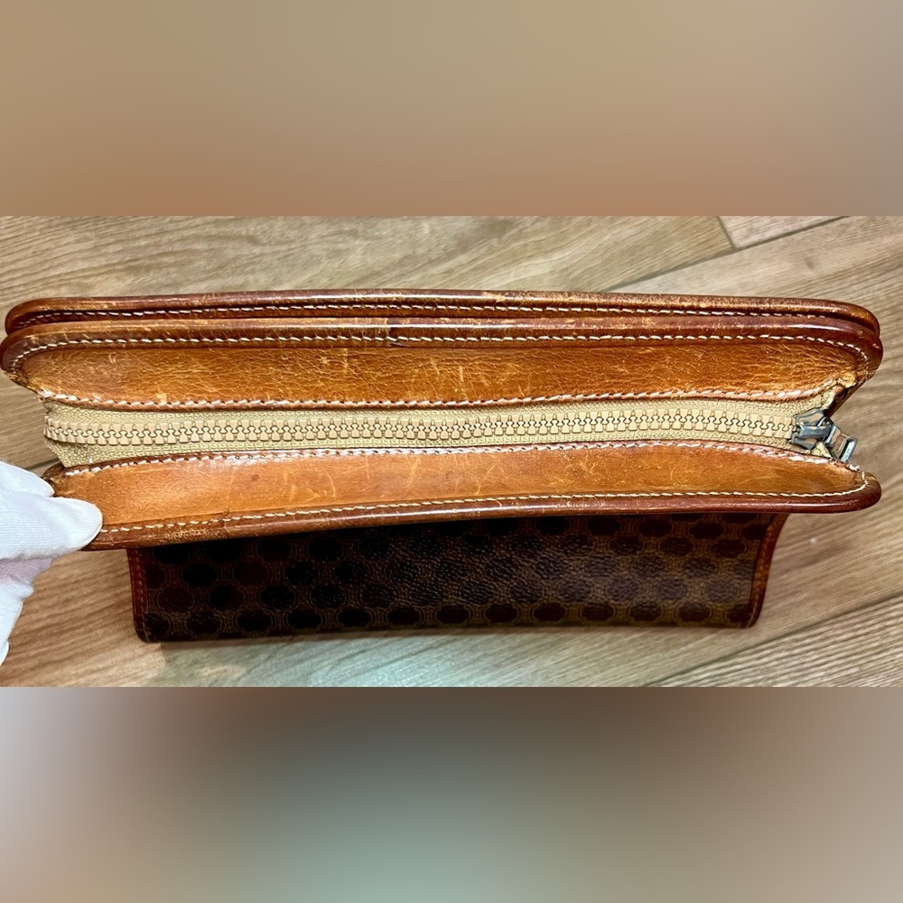 Celine Brown and Tan Clutch Bag with Vintage Leather - Picture 9 of 13